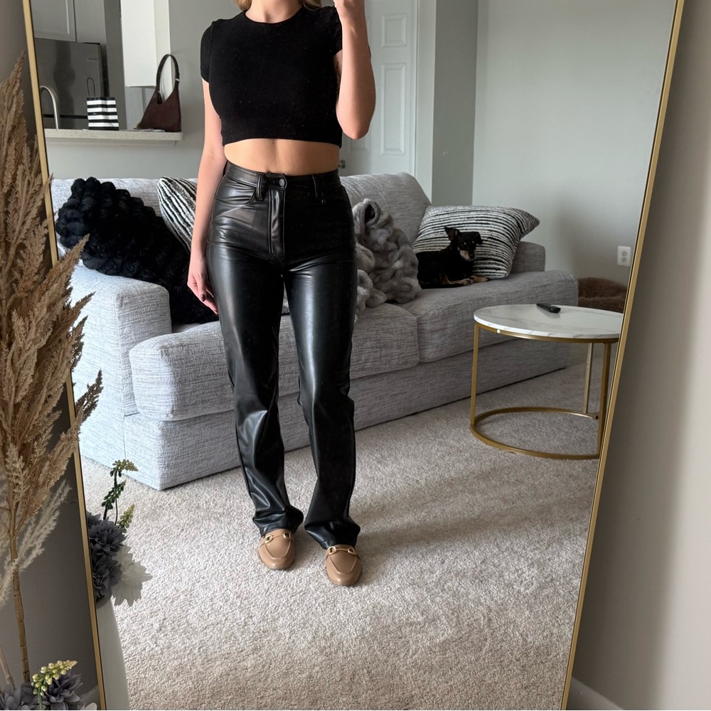 Abercrombie & Fitch Black High-Rise Leather Pants